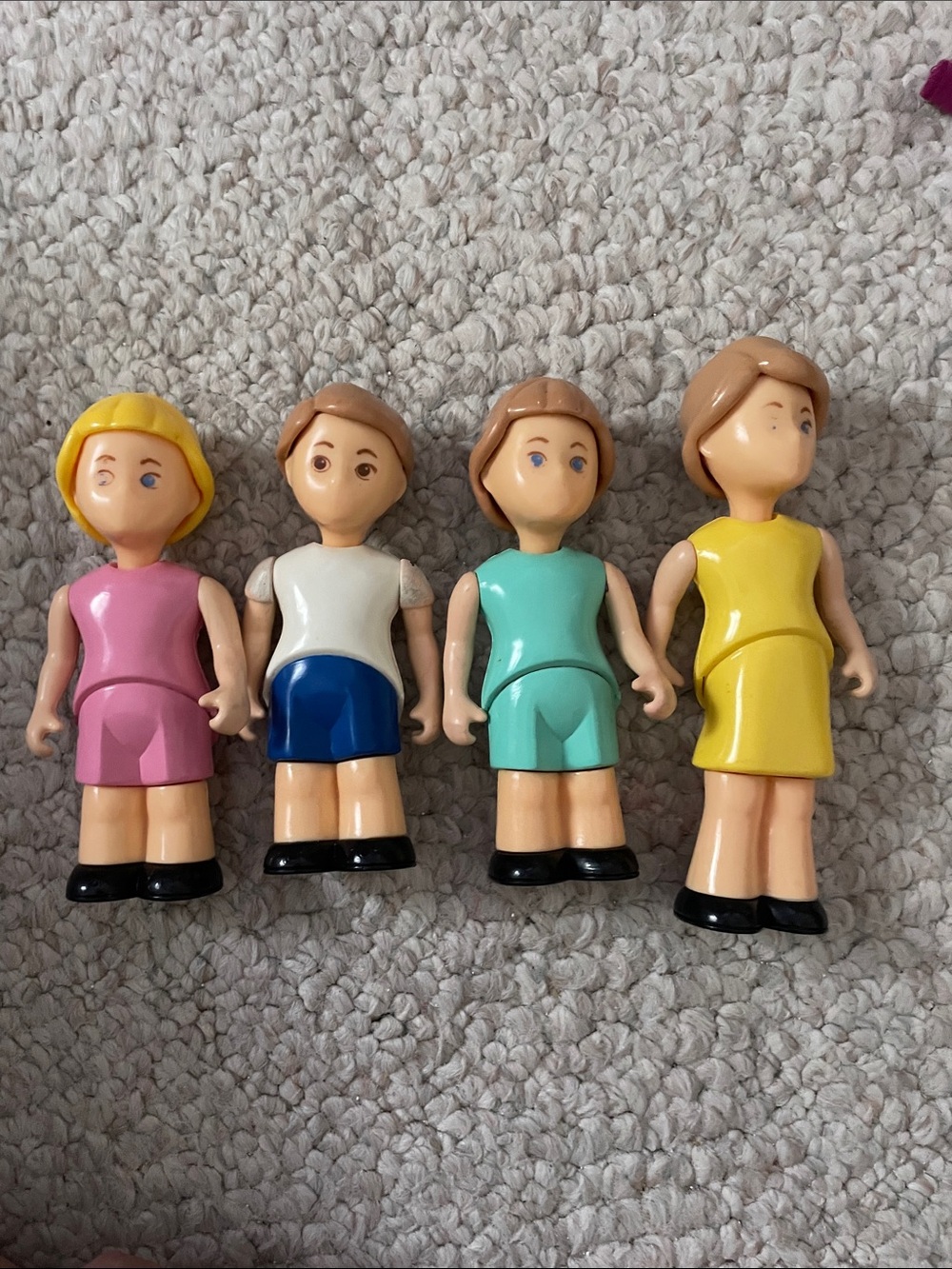 Vintage possible Assorted Kids Doll Figures - Pink, White, Teal, Yellow